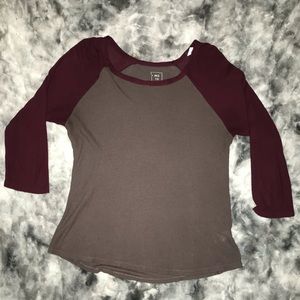 Me to We Gray and Maroon Baseball Tee Pacsun